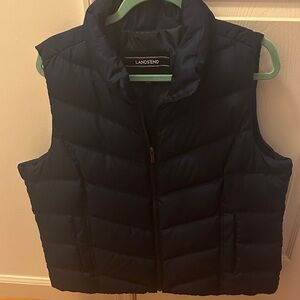Lands' End Dark Blue Quilted Vest XLPetite